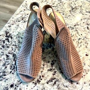 Vince Camuto Taupe Perforated Slingback Sandals